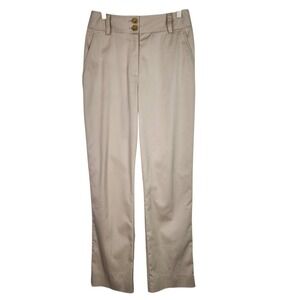 ST. JOHN SPORT Pants Womens 4 Tan Khaki Double Button Trouser‎ Classic Designer